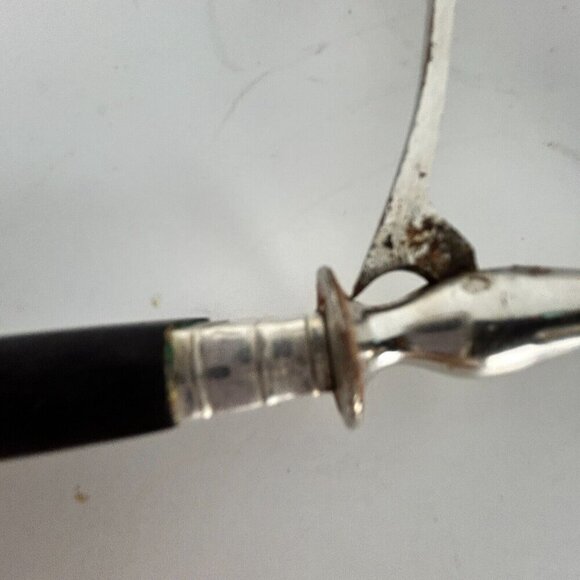 French Paris Silverplate RARE Ebony Two-Piece Carving Set Fork w/ Stand & Knife - Picture 10 of 16